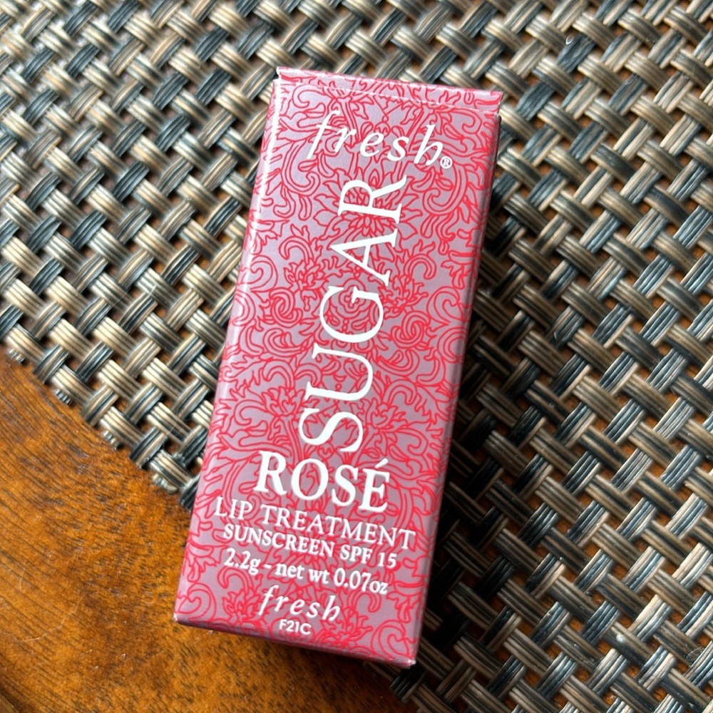 Deluxe travel-sized ROSE lip balm with SPF 15